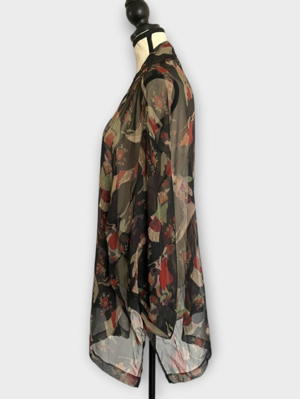 Banjara Kimono 100% Silk Sheer Long Sleeve One Size Kimono Jacket - Picture 2 of 5